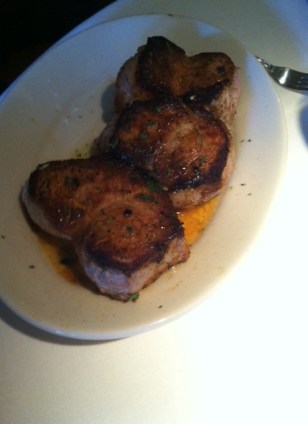 Blackened pork chops at The Bull Ring.