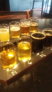Beer flight at Downtown Drafts.