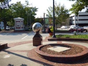 The Solar System Walking Tour starts at the Sun, above, and meanders through the woods, below, before reaching Lake Lanier.